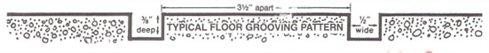 Typical floor grooving pattern
